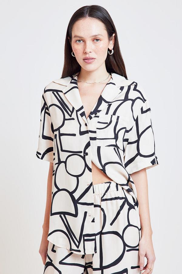 Ode Gene Short Sleeve Shirt Mono Print