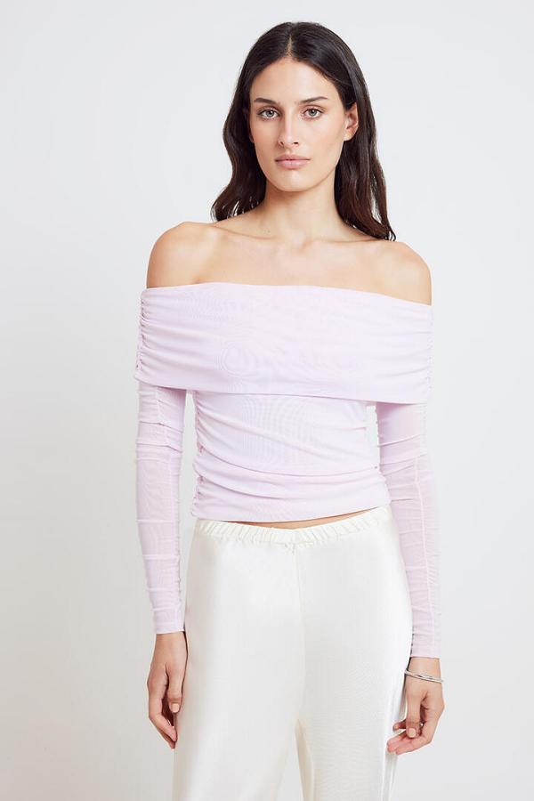 Ode June Off Shoulder Mesh Top Ballerina