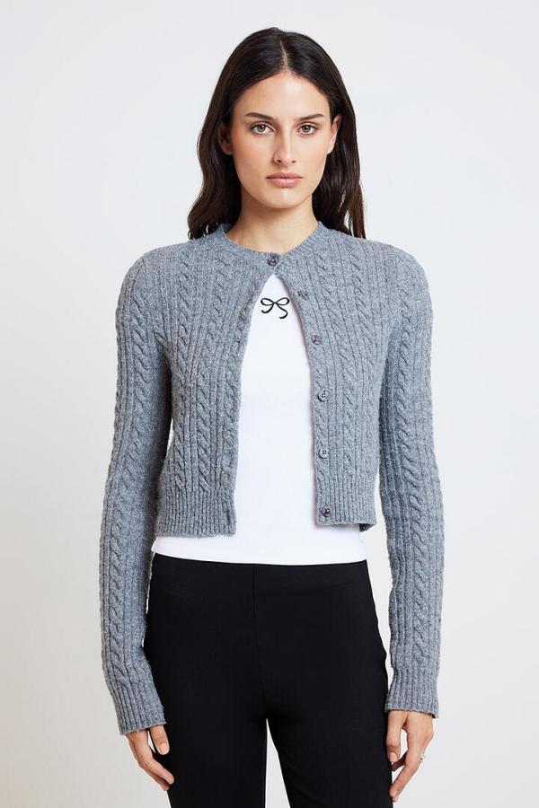 Ode Knit Button Down Cardigan Mid Grey Mark