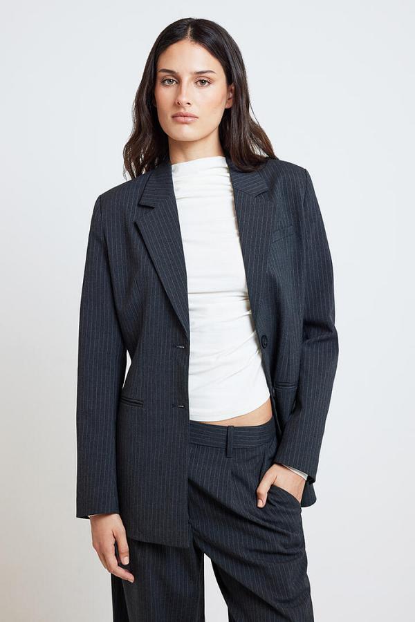 Ode Parker Hourglass Blazer Graphite Pinstripe