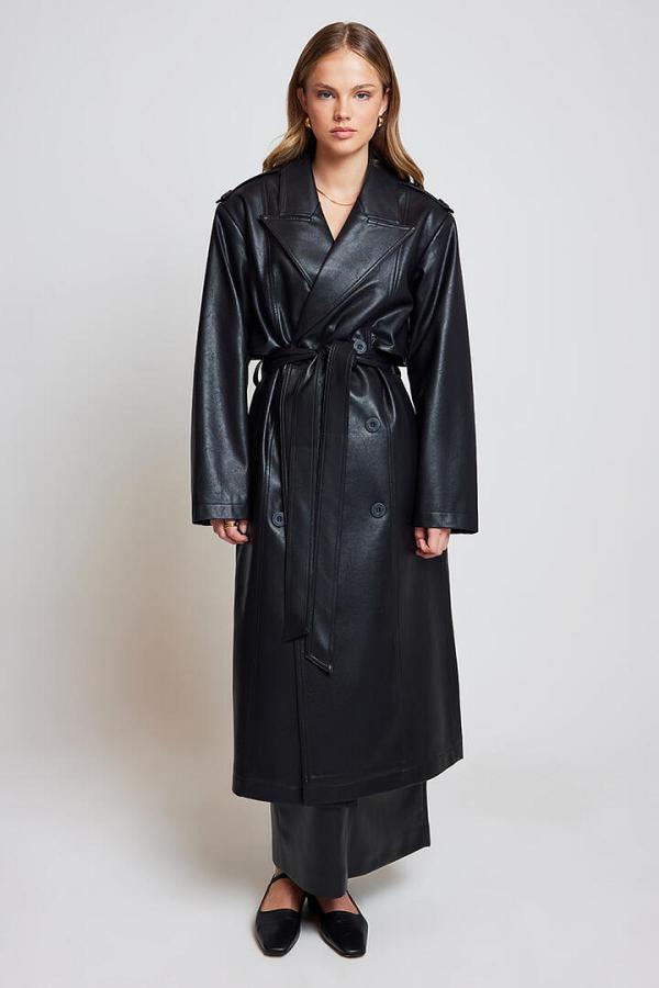 Ode Peyton Vegan Leather Trench Onyx