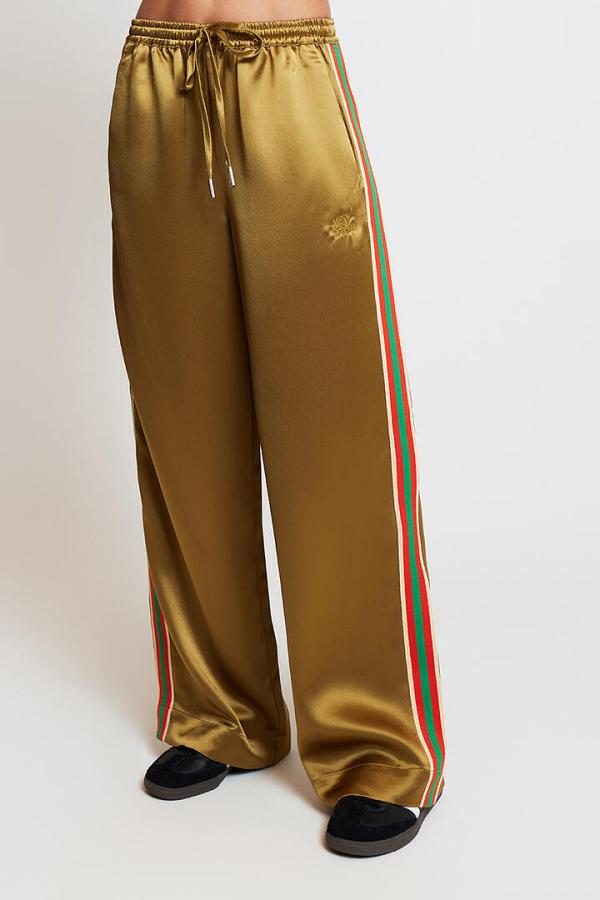 Something Very Special Satin Stripe Vaycay Pant Gold