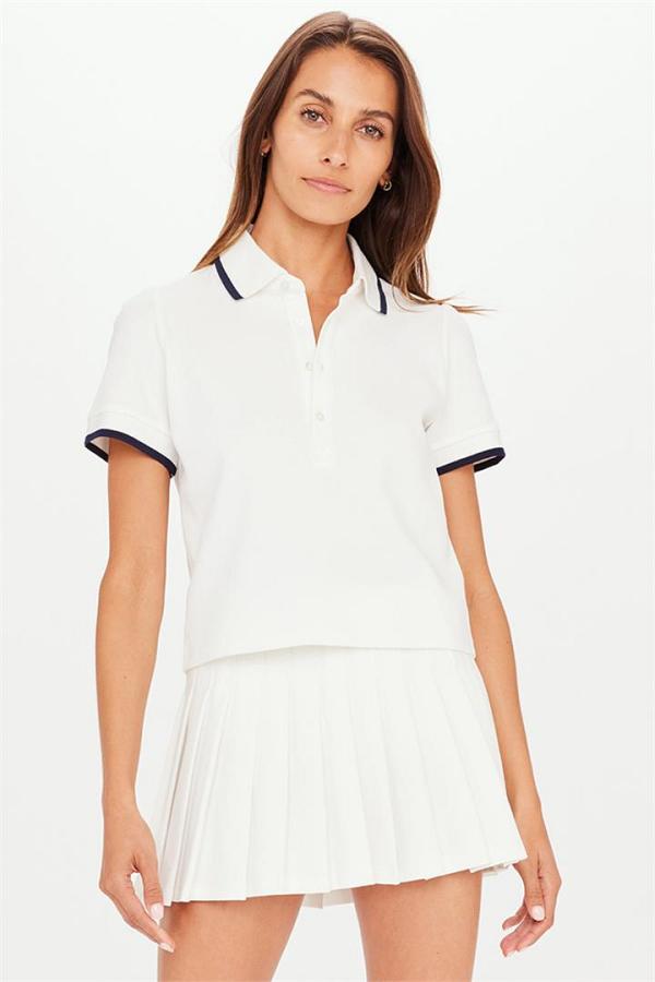 The Upside Bounce Birdie Crop Polo White