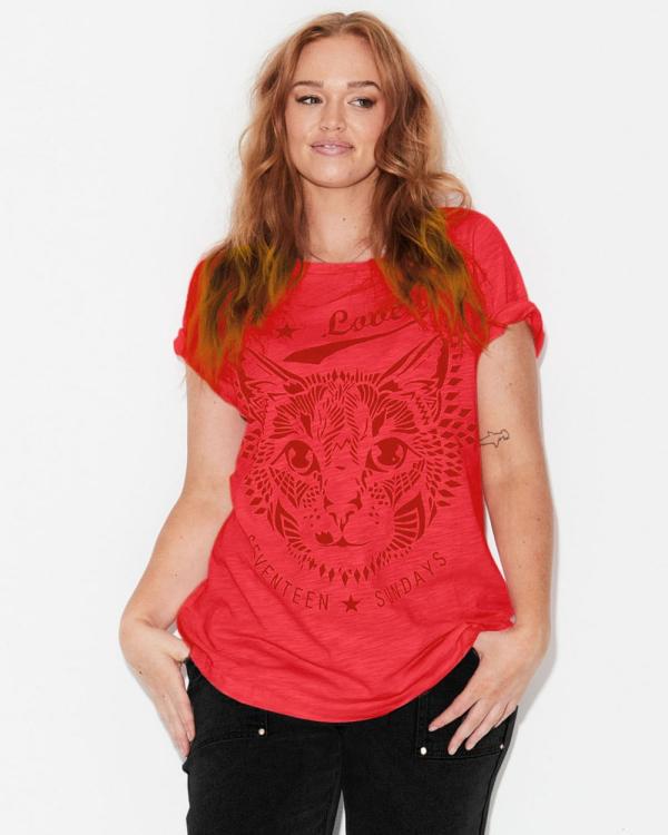 17 Sundays - Cat Tee   Red - Tops (Red) Cat Tee - Red