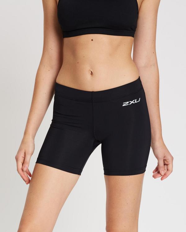 2XU - Core Compression 5 Game Day Shorts - Sports Tights (Black & Silver) Core Compression 5 Game Day Shorts