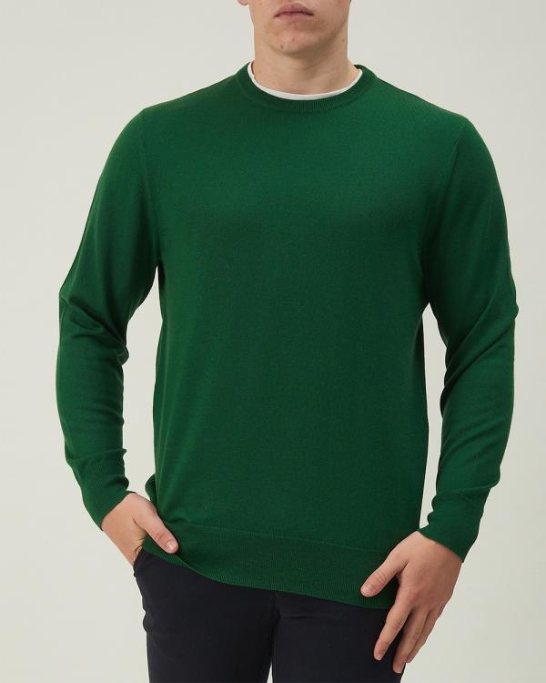 3 Wise Men - 3 Wise Men Driver Crew Neck Merino Knit   Green - Jumpers & Cardigans (Green) 3 Wise Men Driver Crew Neck Merino Knit - Green