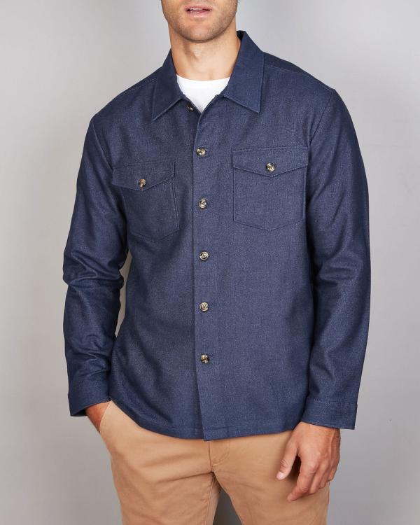 Abelard - Two Tone Brushed Twill Overshirt Jacket - Coats & Jackets (DENIM) Two-Tone Brushed Twill Overshirt Jacket