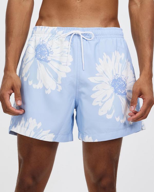 Abercrombie & Fitch - 5 Inch Relaxed Trunks - Swimwear (Blue Exploded Floral) 5-Inch Relaxed Trunks