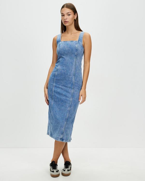 Abercrombie & Fitch - Denim Midi Dress - Dresses (Medium Wash Denim) Denim Midi Dress