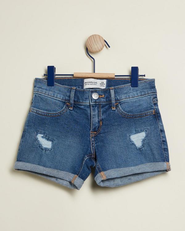 Abercrombie & Fitch - Distressed Denim Shorts - Denim (Medium Destroy) Distressed Denim Shorts
