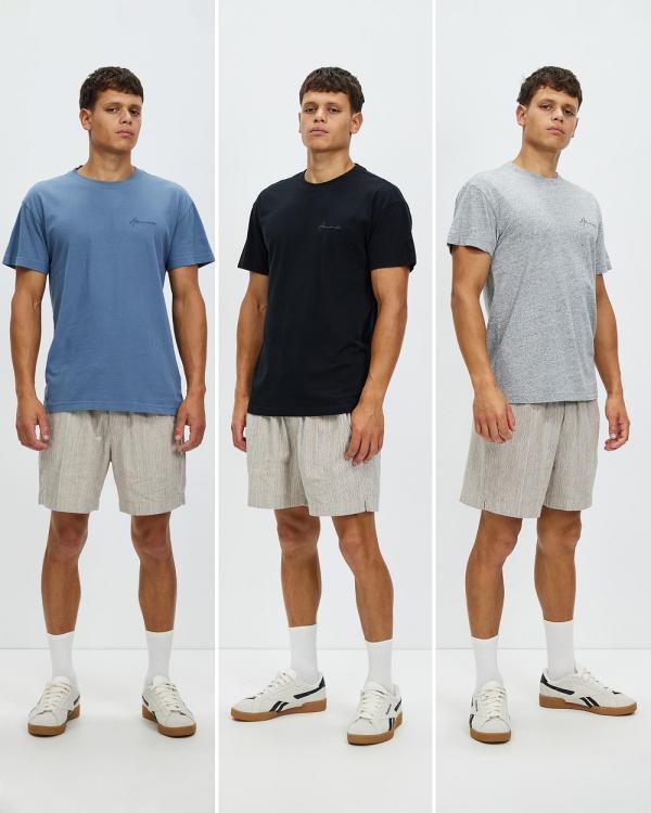 Abercrombie & Fitch - Left Chest Trend Logo Multipack Tee - T-Shirts & Singlets (Casual Black & Blue Mirage) Left Chest Trend Logo Multipack Tee