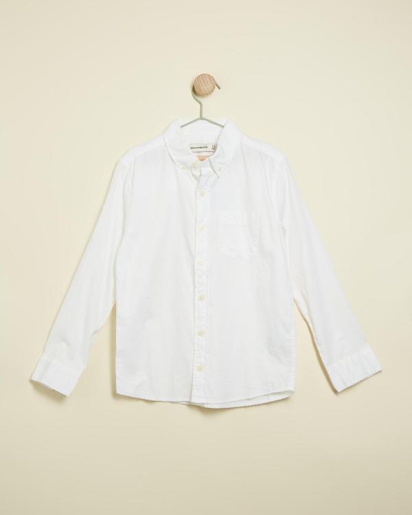 Abercrombie & Fitch - Long Sleeve Dense Twill Solid Shirt   Kids Teens - Shirts & Polos (White) Long Sleeve Dense Twill Solid Shirt - Kids-Teens