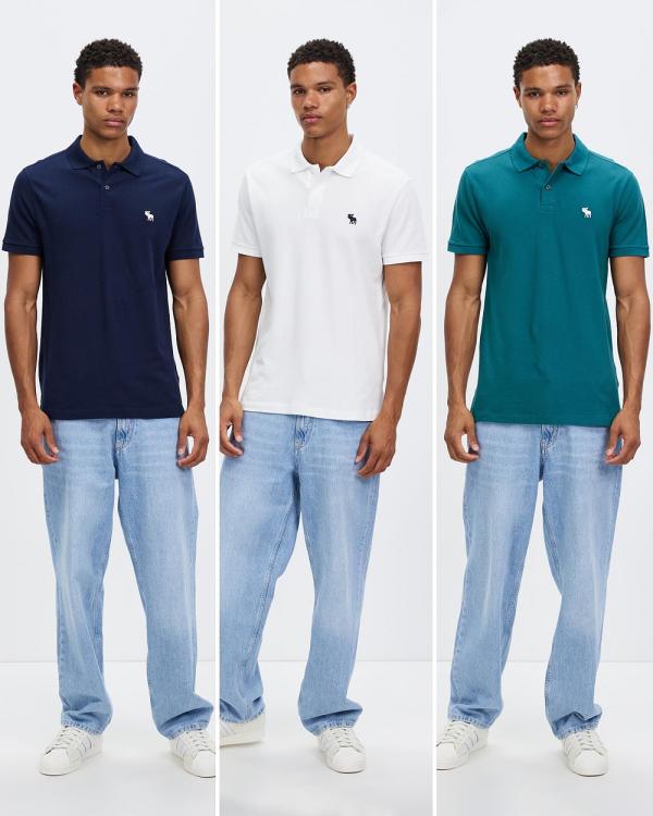Abercrombie & Fitch - Multipack Core Polo - Shirts & Polos (Sky Captain, Bayberry & White) Multipack Core Polo