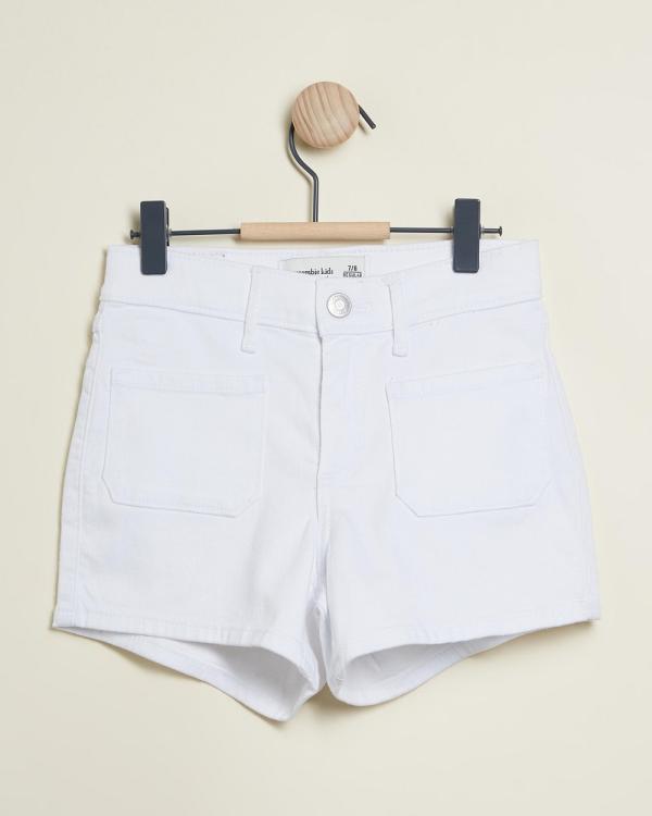Abercrombie & Fitch - Novelty Mini Mom Shorts   Kids Teens - Shorts (Bright White) Novelty Mini Mom Shorts - Kids-Teens