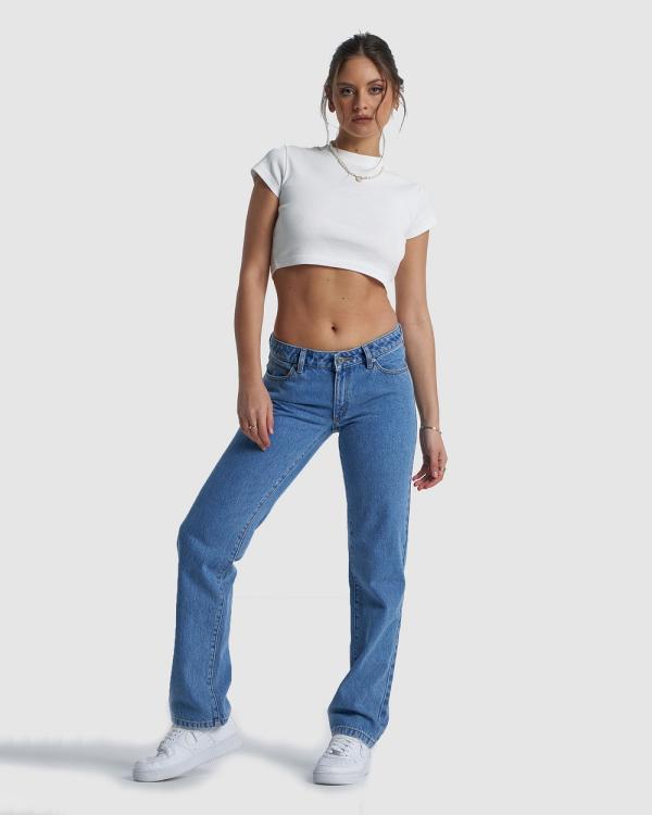 Abrand - 99 Low Straight Jeans - Low Rise (Mid Blue) 99 Low Straight Jeans