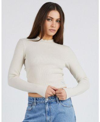 Abrand - Heather Icon Long Sleeve  Mock Neck - Tops (white) Heather Icon Long Sleeve  Mock Neck