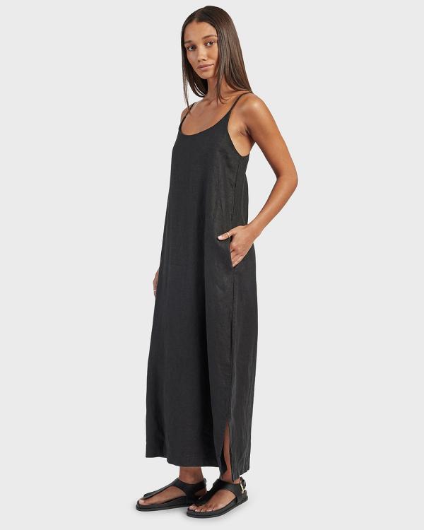Academy Brand - Essential Linen Slip Dress - Dresses (Black) Essential Linen Slip Dress