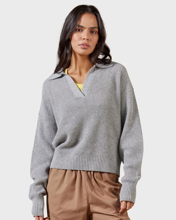 Academy Brand - Malibu Collared Sweater - Jumpers & Cardigans (Silver) Malibu Collared Sweater
