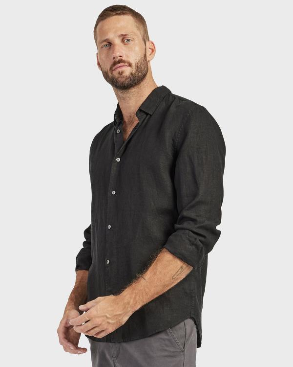 Academy Brand - Mick Linen Shirt - Casual shirts (BLACK) Mick Linen Shirt