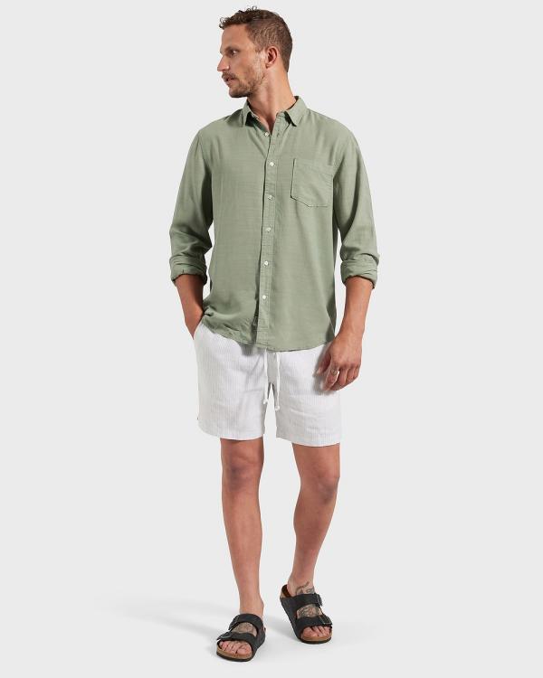 Academy Brand - Stripe Riviera Linen Short - Shorts (Green) Stripe Riviera Linen Short
