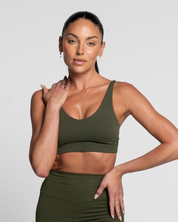 Active Basics - Cross Over Crop - Crop Tops (Forest) Cross Over Crop