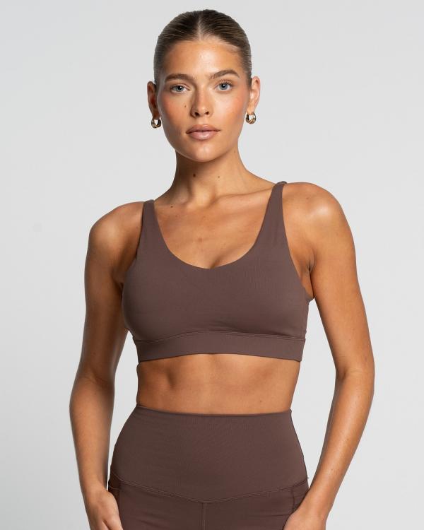 Active Basics - Cross Over Crop - Crop Tops (French Roast) Cross Over Crop