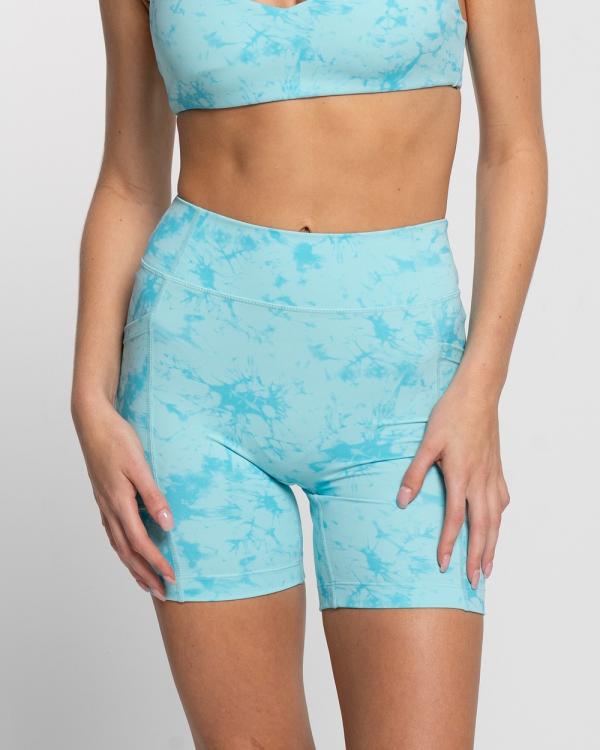 Active Basics - Oceana Bike Shorts - 1/2 Tights (Aqua Tie Dye) Oceana Bike Shorts