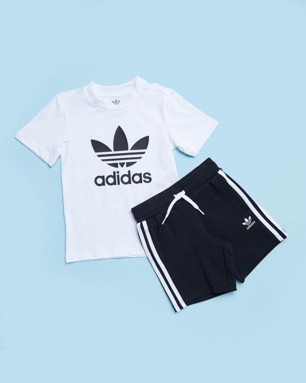 adidas Originals - Adicolor Short Sleeve Tee Set   Kids - 2 Piece (White & Black) Adicolor Short Sleeve Tee Set - Kids