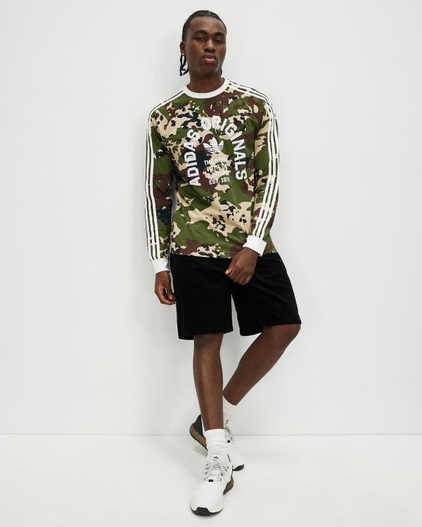 adidas Originals - Camo LS Cali Tee - Long Sleeve T-Shirts (White) Camo LS Cali Tee