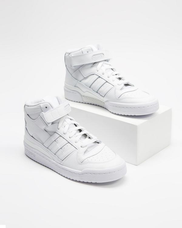 adidas Originals - Forum Mid Shoes   Unisex - Lifestyle Sneakers (Cloud White, Cloud White & Cloud White) Forum Mid Shoes - Unisex