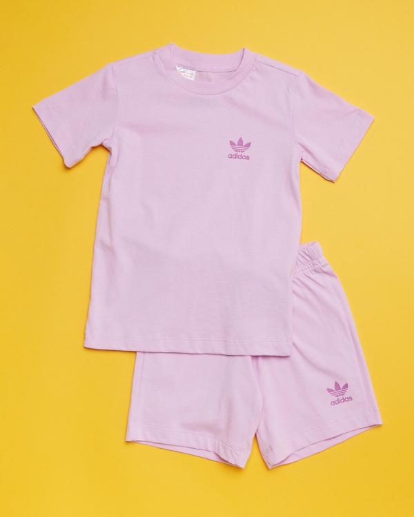 adidas Originals - Shorts and Tee Set   Babies Kids - 2 Piece (Bliss Lilac) Shorts and Tee Set - Babies-Kids