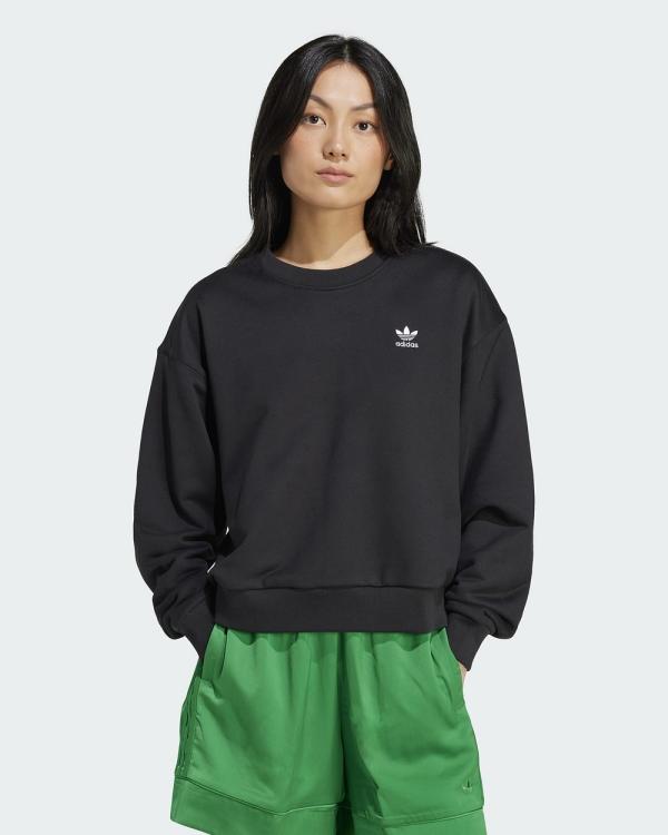 adidas Originals - Trefoil Cropped Sweater Womens - Sweats & Hoodies (Black) Trefoil Cropped Sweater Womens