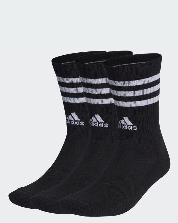 adidas Performance - 3 Stripes Cushioned Crew Socks 3 Pairs Unisex - Underwear & Socks (Black / White) 3-Stripes Cushioned Crew Socks 3 Pairs Unisex