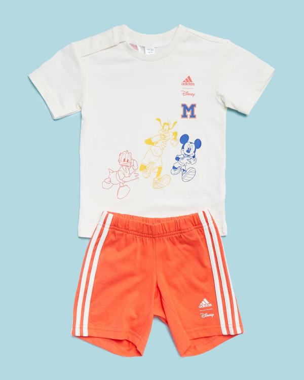 adidas Sportswear - Adidas X Disney Mickey Mouse Tee And Shorts Set   Babies - 2 Piece (Chalk White & Bright Red) Adidas X Disney Mickey Mouse Tee And Shorts Set - Babies