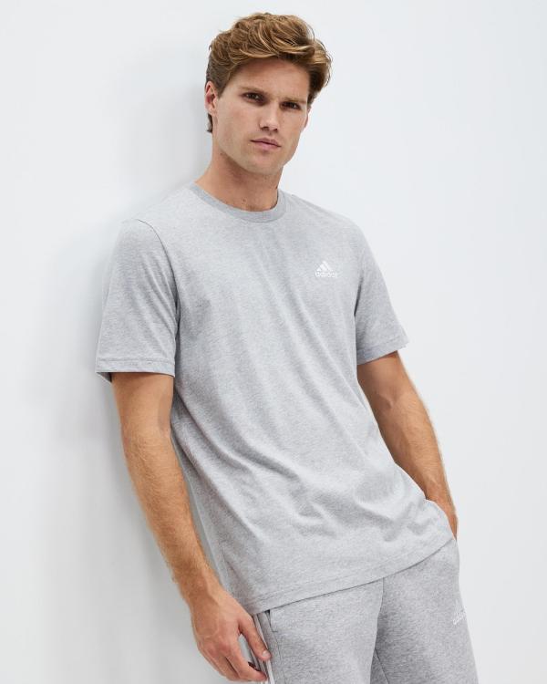 adidas Sportswear - Essentials Single Jersey Embroidered Small Logo Tee - Short Sleeve T-Shirts (Medium Grey Heather) Essentials Single Jersey Embroidered Small Logo Tee