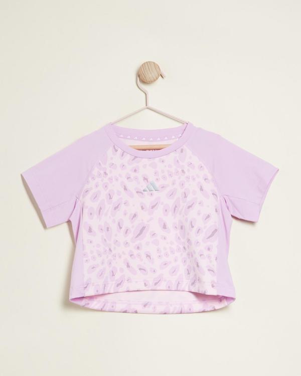 adidas Sportswear - Graphic Allover Print Tee   Kids Teens - T-Shirts & Singlets (Clear Pink, Bliss Lilac, Preloved Fig & Reflective Silver) Graphic Allover Print Tee - Kids-Teens