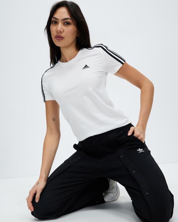 adidas Sportswear - Loungewear Essentials Slim 3 Stripes Tee - Short Sleeve T-Shirts (White & Black) Loungewear Essentials Slim 3-Stripes Tee