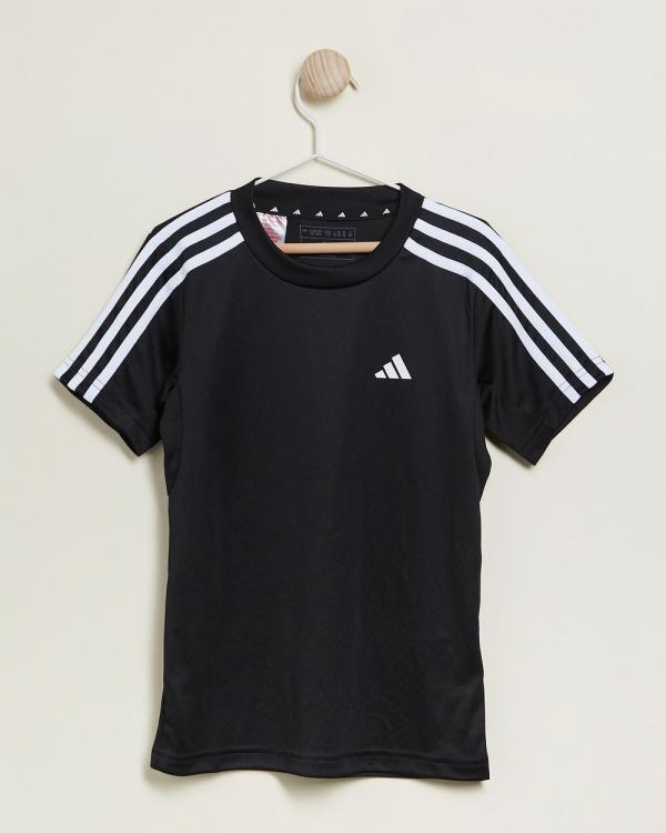 adidas Sportswear - Train Essentials Aeroready 3 Stripes Regular Fit T Shirt   Kids Teens - Short Sleeve T-Shirts (Black & White) Train Essentials Aeroready 3-Stripes Regular-Fit T-Shirt - Kids-Teens