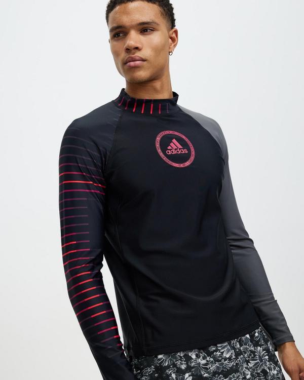 adidas Swim - Long Sleeve Rash Guard - Swimwear (Black & Grey Six) Long Sleeve Rash Guard