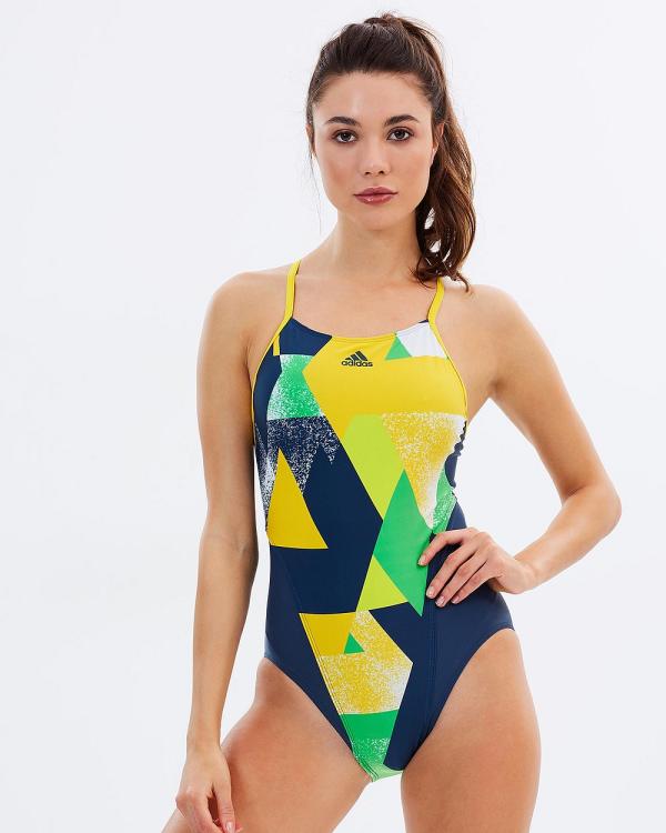 adidas Swim - Rio Art One Piece - One-Piece / Swimsuit (Mineral Blue & Equipment Yellow) Rio Art One-Piece