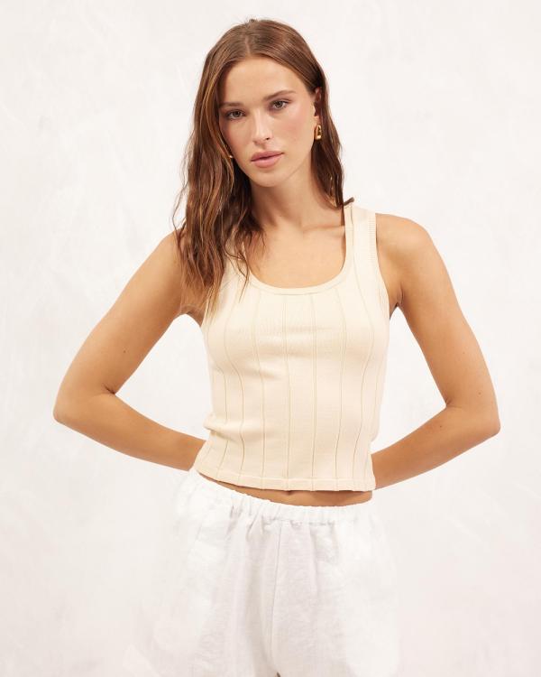 AERE - Fine Knit Rib Tank - Tops (Neutral) Fine Knit Rib Tank