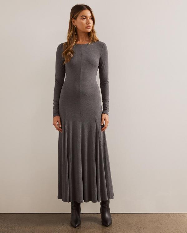 AERE - Jersey Panelled Skirt Midi Dress - Dresses (Charcoal Marle) Jersey Panelled Skirt Midi Dress