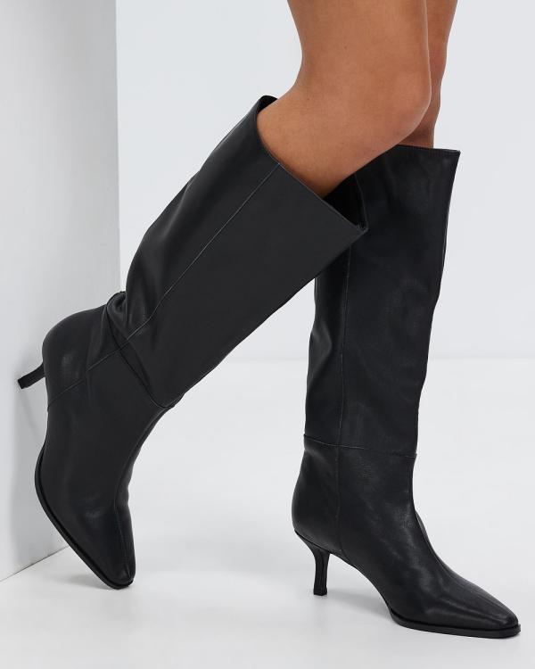 AERE - Knee High Leather Boots - Knee-High Boots (Black) Knee High Leather Boots