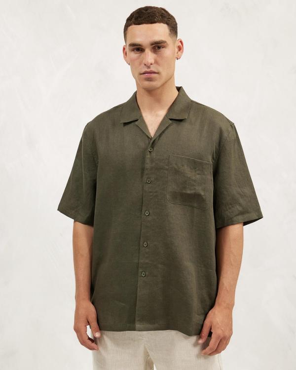 AERE - Linen Resort Shirt - Casual shirts (Khaki) Linen Resort Shirt