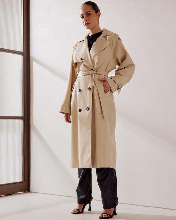 AERE - Organic Cotton Belted Trench Coat - Trench Coats (Neutral) Organic Cotton Belted Trench Coat