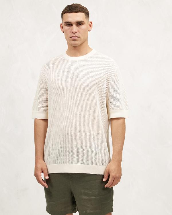 AERE - Porter Organic Cotton Knitted Tee - T-Shirts & Singlets (Cream) Porter Organic Cotton Knitted Tee