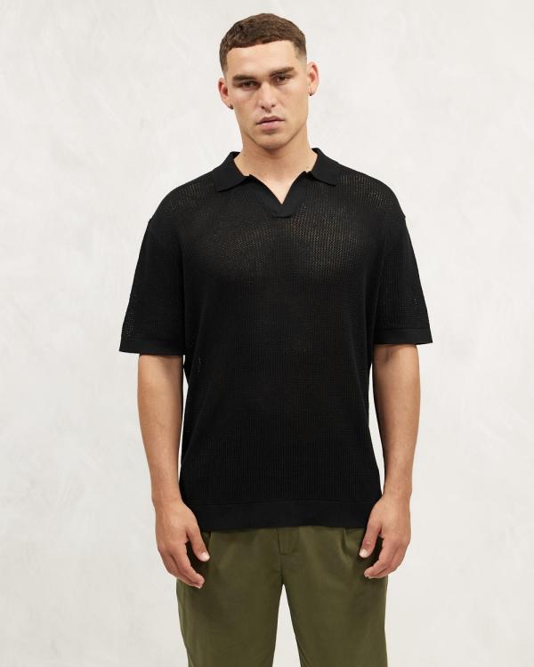 AERE - Porter Organic Cotton Polo - Shirts & Polos (Black) Porter Organic Cotton Polo