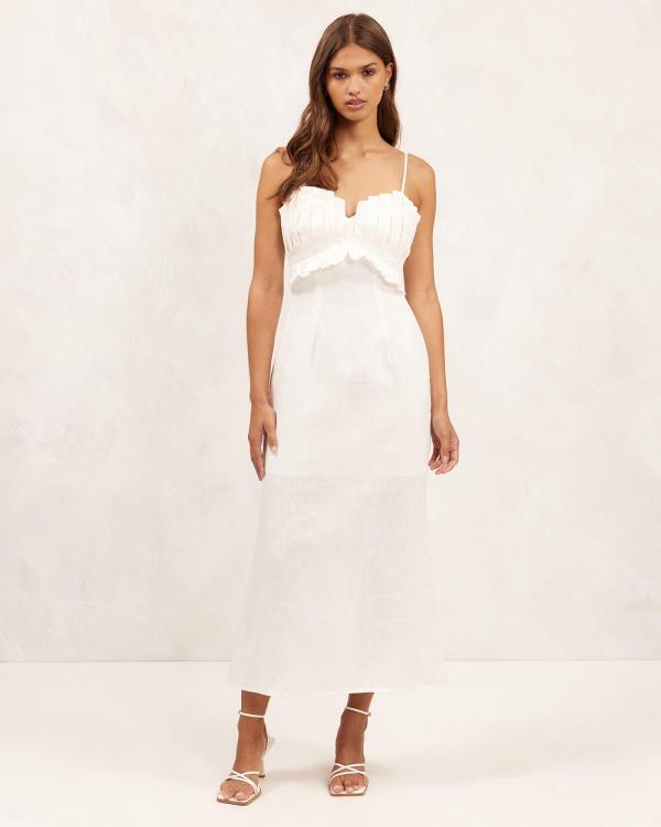 AERE - Premium Shell Bustier Midi Dress - Dresses (Soft White) Premium Shell Bustier Midi Dress