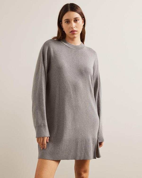 AERE - Wide Sleeve Sweater Dress - Dresses (Grey Marle) Wide Sleeve Sweater Dress