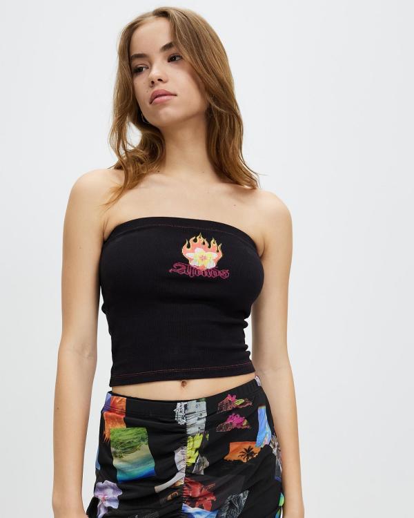 Afends - Burning Recycled Rib Tube Top - Tops (Black) Burning Recycled Rib Tube Top